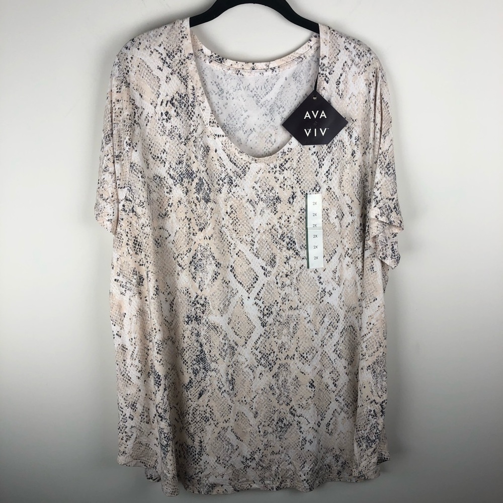 NWT Ava & Viv Snake Print Tee Top 2X - Picture 3 of 10